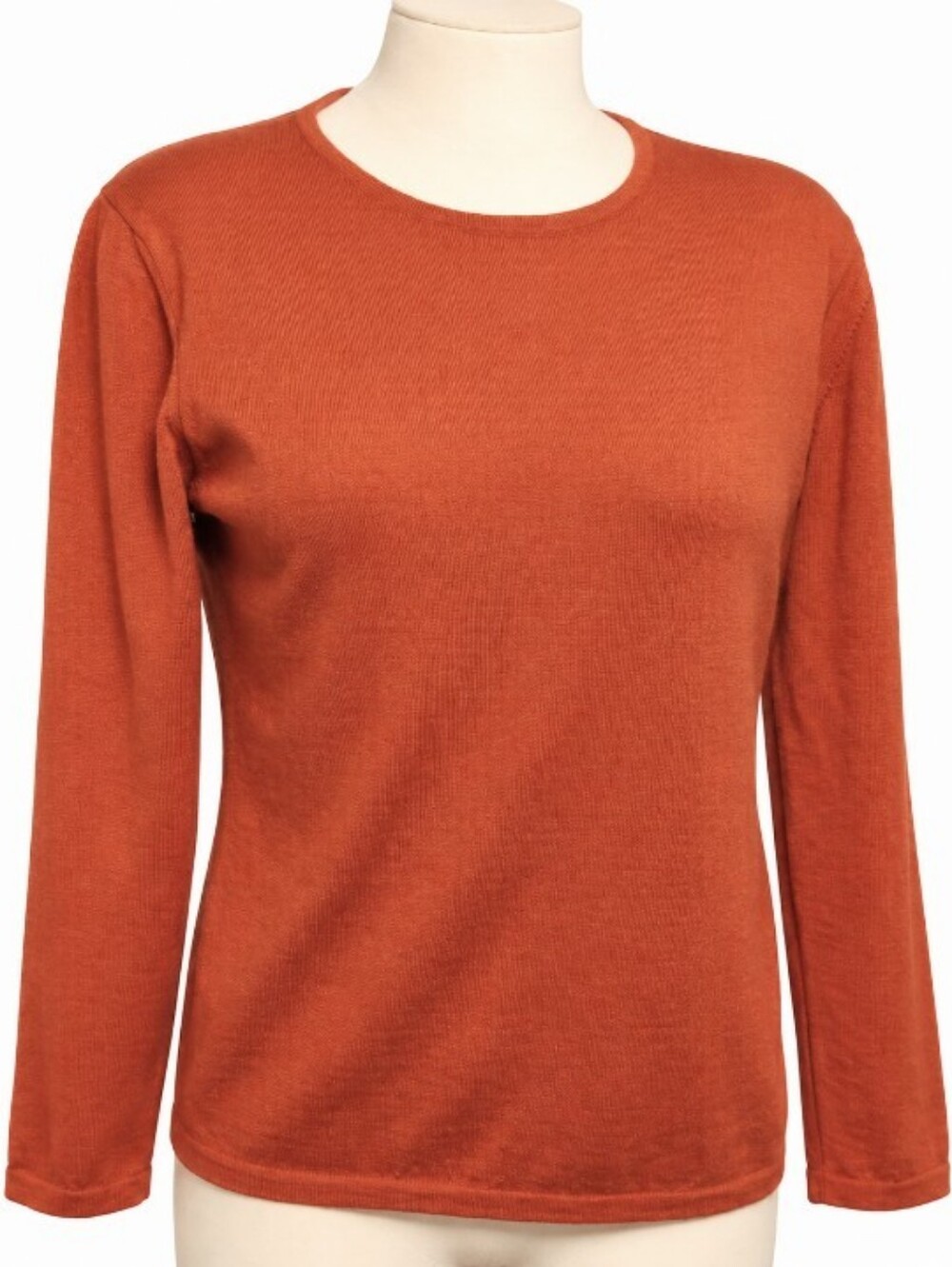 Saks Fifth Ave The Works Fine Merino Wool Sweater Women PM Rust Italy Minimalist